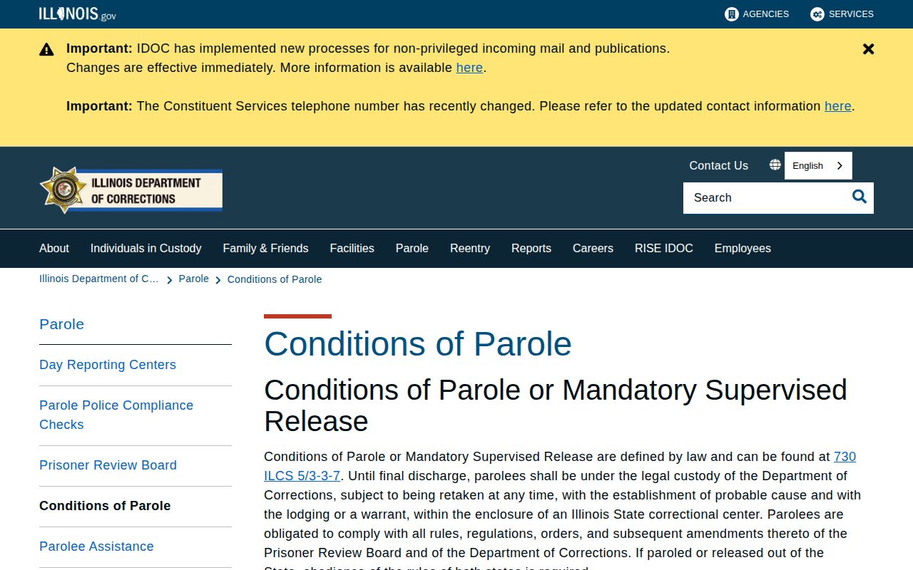 IDOC supervision conditions affecting McLean County projected release